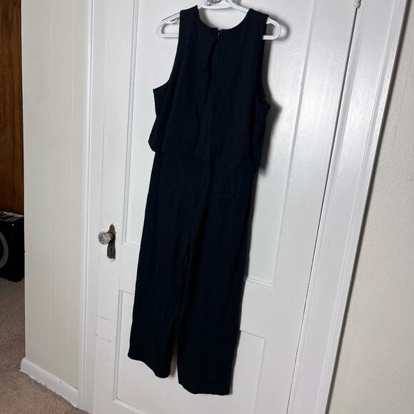 Anthropologie Freya Black Sleeveless Stretch Scallop Jumpsuit Outfit Size 14P - Picture 7 of 7
